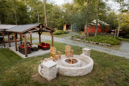 Rustic Glamping Yurt with Sauna and Cold Plunge in Willowemoc Wild Forest in Livingston Manor, New York - Livingston Manor, New York - glamping.directory