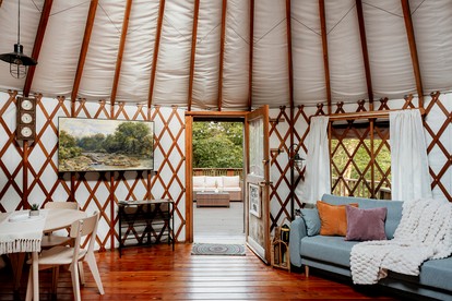 Rustic Glamping Yurt with Sauna and Cold Plunge in Willowemoc Wild Forest in Livingston Manor, New York - Livingston Manor, New York - glamping.directory