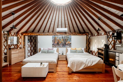 Rustic Glamping Yurt with Sauna and Cold Plunge in Willowemoc Wild Forest in Livingston Manor, New York - Livingston Manor, New York - glamping.directory
