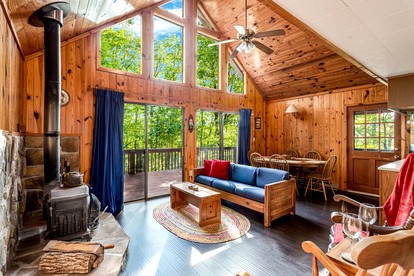 Spacious Chalet-Cabin with Hot Tub, Huge Deck, Fire Pit All Just a 15 Minute Walk to Sleepy Creek in Berkeley Springs, WV - Berkeley Springs , West Virginia - glamping.directory