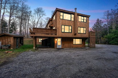 Stunning Modern Cabin with Fire Pit in Killington, Vermont - glamping.directory