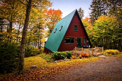 Heavenly Lake A-Frame with Modern Interior in Maine - Greenville, Maine - glamping.directory