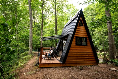 Secluded Off-Grid A-Frame Cabin with Creek Access near Abrams Creek, West Virginia - Elk Garden, West Virginia - glamping.directory