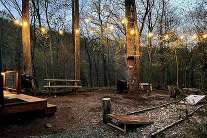 Secluded Off-Grid A-Frame Cabin with Creek Access near Abrams Creek, West Virginia - Elk Garden, West Virginia - glamping.directory