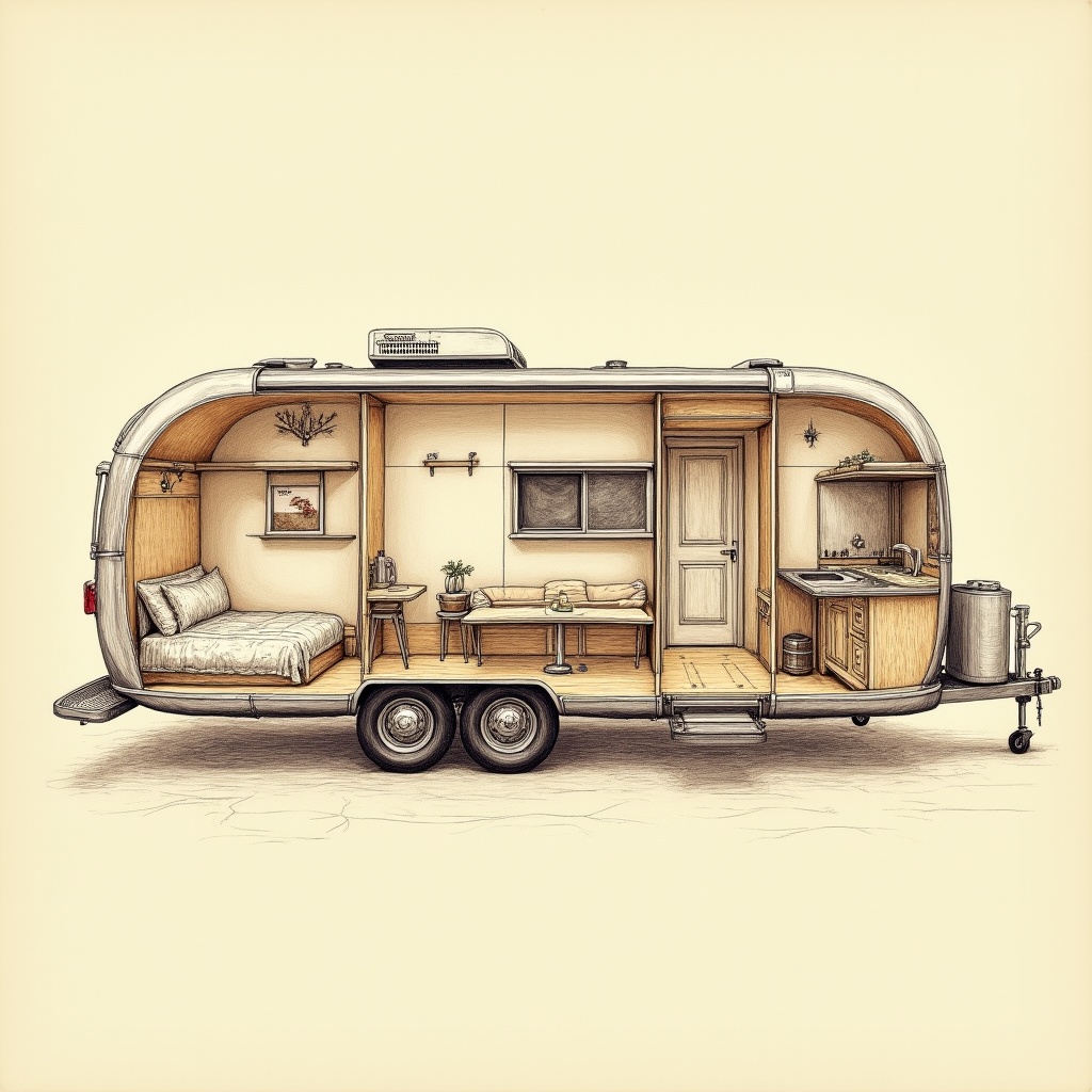 Airstreams — interior view, technical schematic illustration