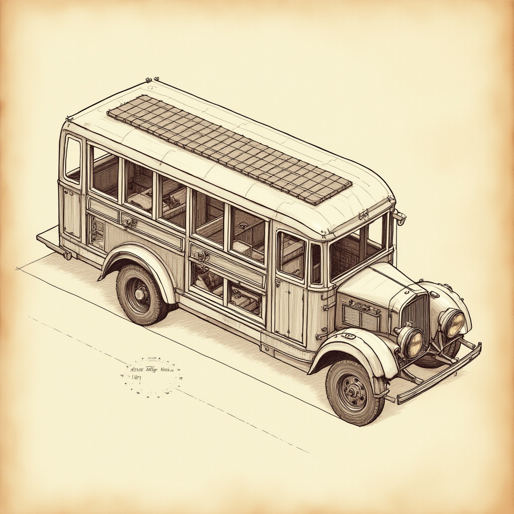 Bus Conversions — exploded view, technical schematic illustration