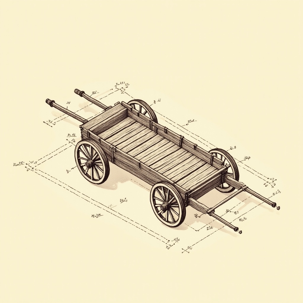 Conestoga Wagons — exploded view, technical schematic illustration