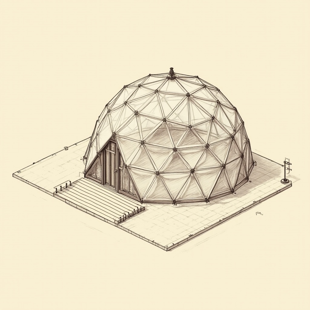 Geodesic Domes — exploded view, technical schematic illustration