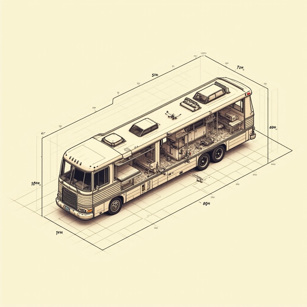 RV Parks — exploded view, technical schematic illustration