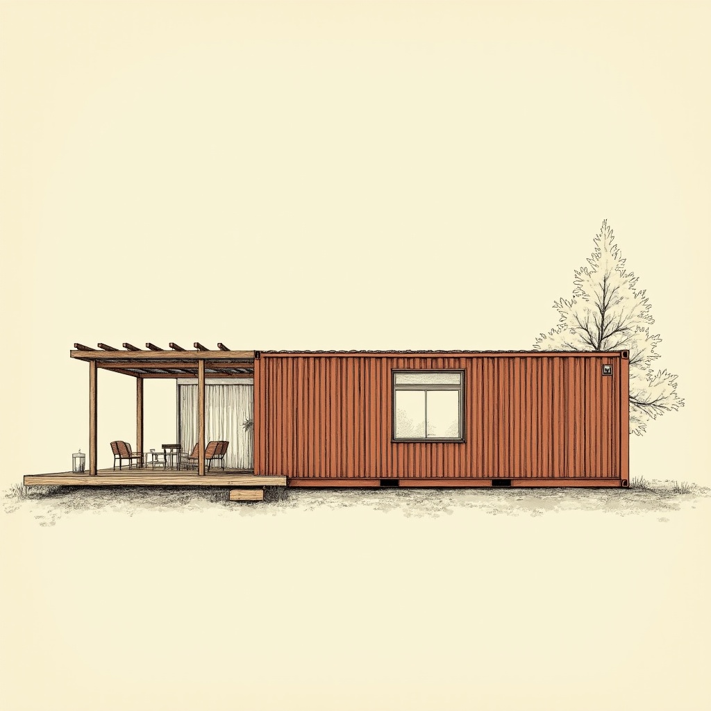 Shipping Container Stays — exterior view, technical schematic illustration
