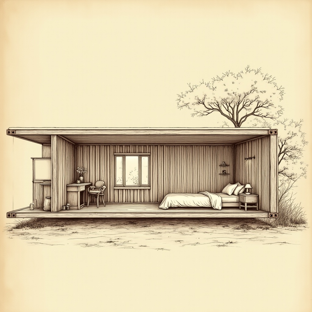 Shipping Container Stays — interior view, technical schematic illustration