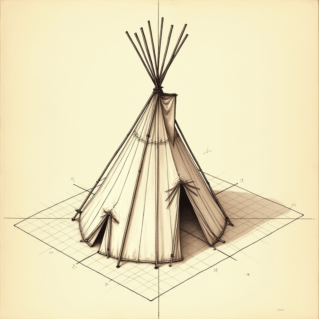 Teepees — exploded view, technical schematic illustration