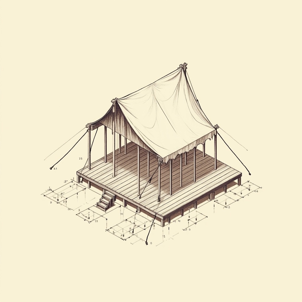 Tent Platforms β exploded view, technical schematic illustration
